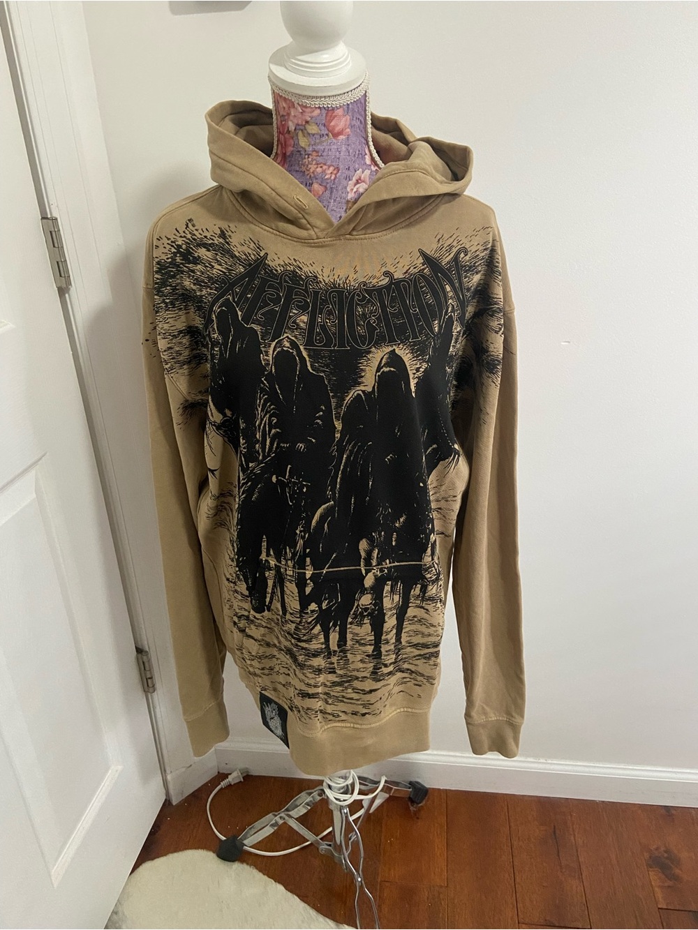 Affliction men’s black night tan po hoodie Medium NWT